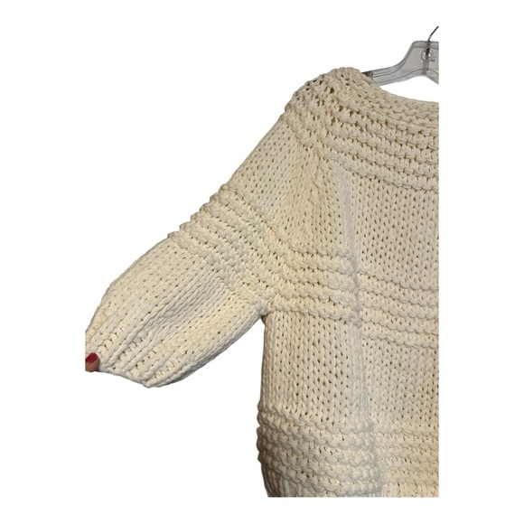 Womens SZ S/M Wishlist Cream Chunky Knit Sweater 3/4 Dolman Sleeve - Picture 3 of 3